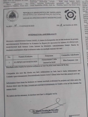 MAE fo Projeitu ba Kompania Elit Komputer maibe ikus mai sira kansela fali foin lalais ne&#039;e