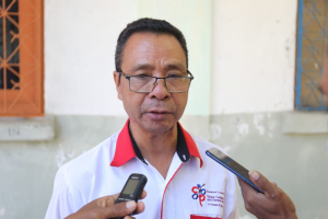 Sekretáriu Estadu Koperativa, Elizário Ferreira ko&#039;alia hela ho média sira iha Salaun Saun Jose Diocese Baucau, sábadu (17/07).