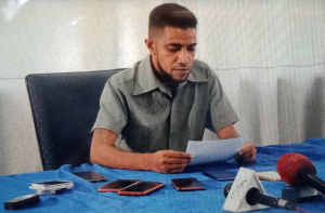 Diretor ezekutivu FONGTIL Daniel Santos do Carmo ko&#039;alia hela ba jornalista sira liu-husi konferensia imprensa iha salaun FONGTIL kaikoli, Segunda (8/6).