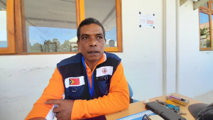 Diretór STAE Munisípiu Baukau, Lucio Freitas Salvador, ko&#039;alia hela ba media iha kna&#039;ar fatin, tersa (19/04).