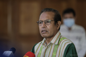 Primeiru Ministru Taur Matan Ruak ko;alia ba Midia iha Palasiu Prezidensial Bairru Pite Dili, Kuarta (17/3)