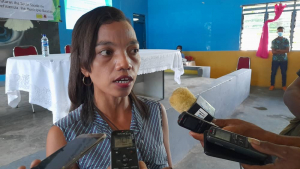 Diretóra CBRNTL, Norberta Soares ko&#039;alia hela ba mídia sira iha salaun uma dame uatulete, segunda (28/03).