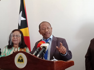 Reitór Universidade Nasionál Timor Lorosa’e (UNTL), João Soares Martins ko&#039;alia hela ba media sira hafoin sorumutu ho Primeiru Ministru Taur Matan Ruak iha palasiu governu, Segunda (08/02/21)
