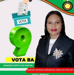 Kandidata Prezidente Repúblika (PR) husi partidu Kmanek Haburas Unidade Nasionál Timor Oan (KHUNTO), Armanda Berta dos Santos.