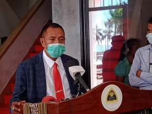 Ministru Transporte Komunikasaun, Jose Agustinho da Silva ko&#039;alia ba Jornalista sira iha Palasiu Governu (11/5)