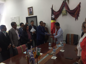MAPKomS, Francisco Jerónimo entrega Livru proposta OJE 2021 ba Prezidente PN, Aniceto Guterres iha Parlamentu Nasional (15/10)