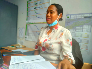 Diretóra PNDS Munisípiu Baukau, Amélia Maria Viegas ko’alia hela ba www.tempotimor.com, iha kna’ar fatin Baukau, tersa (16/11).