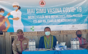 MAPKomS, Francisco Martins Jerónimo (klaran), halo Kampaña Nasionál Vasinasaun Covid-19 iha aldeia Quirilelo, Suku Liurai, Postu Administrativu Aileu-Vila, Munisípiu Aileu, tersa (14/09).