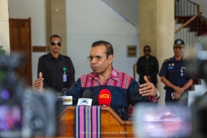 Primieru Ministru Taur Matan Ruak ko&#039;alia hela ba Jornalista sira hafoin sorumutuk ho Prezidente da Republika, Lu Olo (23/05)