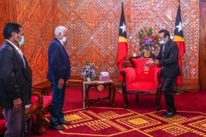 Prezidente da Republika, Dr. Francisco Guterres Lu Olo simu lideransa KKLN iha palasiu Prezidensial (22/6)
