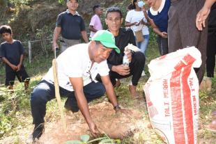 Sekretáriu Estadu Ambiente, Demetrio do Amaral de Carvalho, kuda hela ai-oan iha selebrasaun loron Biodiversidade.