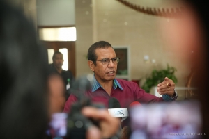 East Timor Prime Minister, Taur Matan Ruak speaks to the media after weekly meeting with President of republic, Francisco Guterres Lu Olo (6/2)
