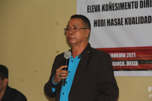 Sekretáriu Estadu Kooperativa (SEKoop), Elizário Ferreira hatoo hela nia liamenon ba funsionáriu sira mak tuir formasaun iha Salaun Esperansa, Delta Elembloi, kuarta (27/01)