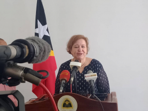 Reprezentante nasionál UNICEF Valerie Taton ko&#039;alia hela ba media sira hafoin hasoru-malu ho Primeiru Ministru Taur Matan Ruak iha palasiu governu, segunda (09/11).