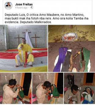 Screen Shot foto Konseleiru KHUNTO, Jose Naimori ne&#039;ebe viral iha favebook hodi halo Igreija Nai lulik sira husi katolika hasai lian kroat 