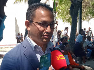 Eis Prezidente Timor Gap, Francisco Monteiro, koalia hela ba jornalísta sira iha Igreja Parokia Manatutu, tersa (29/09).