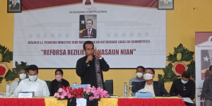 PM, Taur Matan Ruak ko’alia hela ba Autoridade sira Munisípiu Baukau iha salaun sentru konvensaun vila antiga Baukau, kinta (06/01).