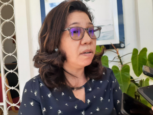 Vise Ministra Finansas Sara Lobo, ko&#039;alia ba jornalista sira iha Palasiu Governu (10/6)