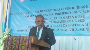 MEJD, Armindo Maia ko&#039;alia hela iha serimónia inaugurasaun ba projeitu PKRIE iha EBF Maukale, Suku Gariuia, Postu Administrativu Baukau Vila, Sesta (27/01).