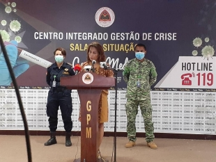 Odete da Silva Viegas, the spokeswoman of the Integrated Crisis Management Centre, during today&#039;s Prezz Conference in Dili Convention Centre (16/4)