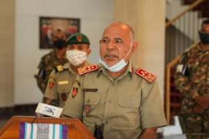 Xefe Estadu Maior Jeneral Falintil-FDTL, Tenente Jeneral Lere Anan Timur, Ko&#039;alia ba Jornalista sira hafoin hasoru malu ho Prezidente da Republika, Dr. Francisco Guterres Lu Olo iha palasiu Prezidensial, Bairro Pite Dili, Kuarta (21/4)