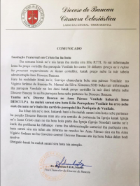 Administrasaun Parókia Venilale ‘Obriga’ Dioseze Baukau Husu Deskulpa ba Sarani Baukau