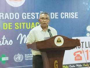 Koordenadór Forsa-Tarefa ba Prevensaun no Mitigasaun Surtu Covid-19, Rui Maria de Araújo ko&#039;alia ba Jornalista sira. Segunda (8/3)