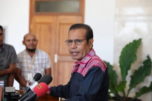 Primeiru Ministru Taur Matan Ruak ko&#039;alia hela ba Midia sira iha Palasiu Prezidensial Aitarak laran (08/08)