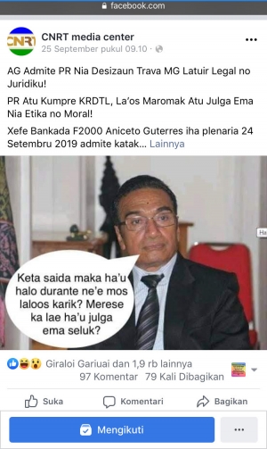 CNRT Midia Center publika artigu ida refere ba PR Lu Olo