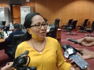 Deputada Bankada FRETILIN, Maria Angelica Rangel ko&#039;alia ba jornalista sira iha resintu PN (15/6)