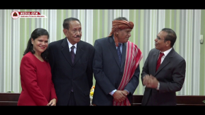 PM Taur Matan Ruak, kaben Isabel Ferreira ho Saudozu Clementino dis Reis Amaral Iha momentu tomada de pose ba Prezidente sesante Jose Luis Guterres Lugo iha fulan hirak ba kotuk