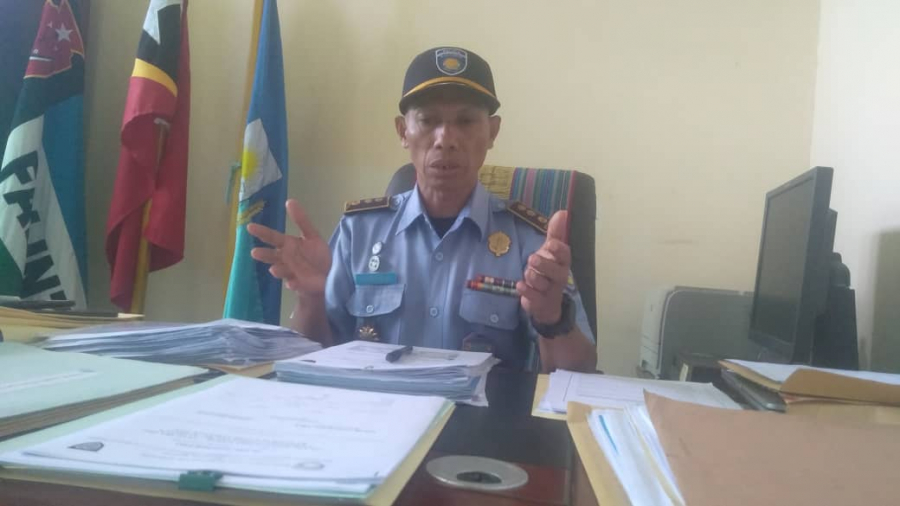 Komadante Komandu PNTL Munisípiu Baukau, Superintendente António De Sa, ko&#039;alia hela ba mídia iha kna&#039;ar fatin vila nova, tersa (21/02)