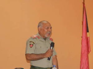 Xefe Estadu Maiór Jerál F-FDTL Maijór Jenerál Lere Anan Timur ko&#039;alia iha seminar ida iha Dili, semana ruma kotuk