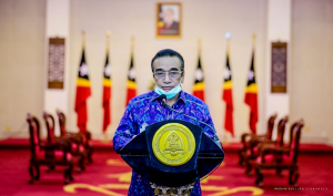 PR Francisco Guterres Lu Olo wainhira hato&#039;o mensajen ba Nasaun iha momentu ruma liu ba