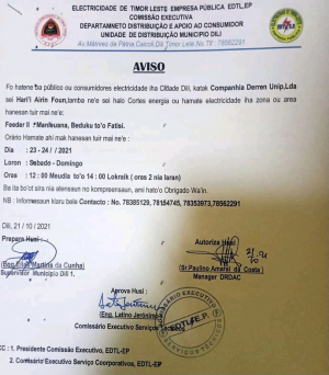Karta ne’ebé fó sai husi EDTL,ep.