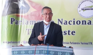 prezidente Parlamentu Nasional, Arao Noe de Jesus Amaral. ko&#039;alia ba midia iha Parlamentu (20/4)