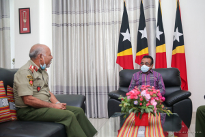 Xefe Estadu Maior Jenerál, Major Jenerál Lere Anan Timur hasoru malu ho Prezidente Repúblika, Francisco Guterres Lú Olo, iha palasiu Prezidensial Bairro Pite-Dili, Kuarta (11/11)