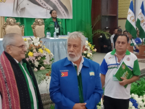 Prezidente Partidu CNRT, Kay Rala Xanana Gusmão dada lia hela ho Kandidatura Prezidente Repúblika, José Ramos Horta, iha Salaun OKA, Osindo, domingo (23/01)