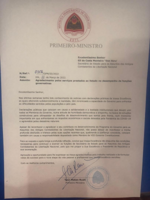 Despaxu Primeiru Ministru (PM), Taur Matan Ruak nian hodi ezonera Gil Oan Soru husi SEAAKLN